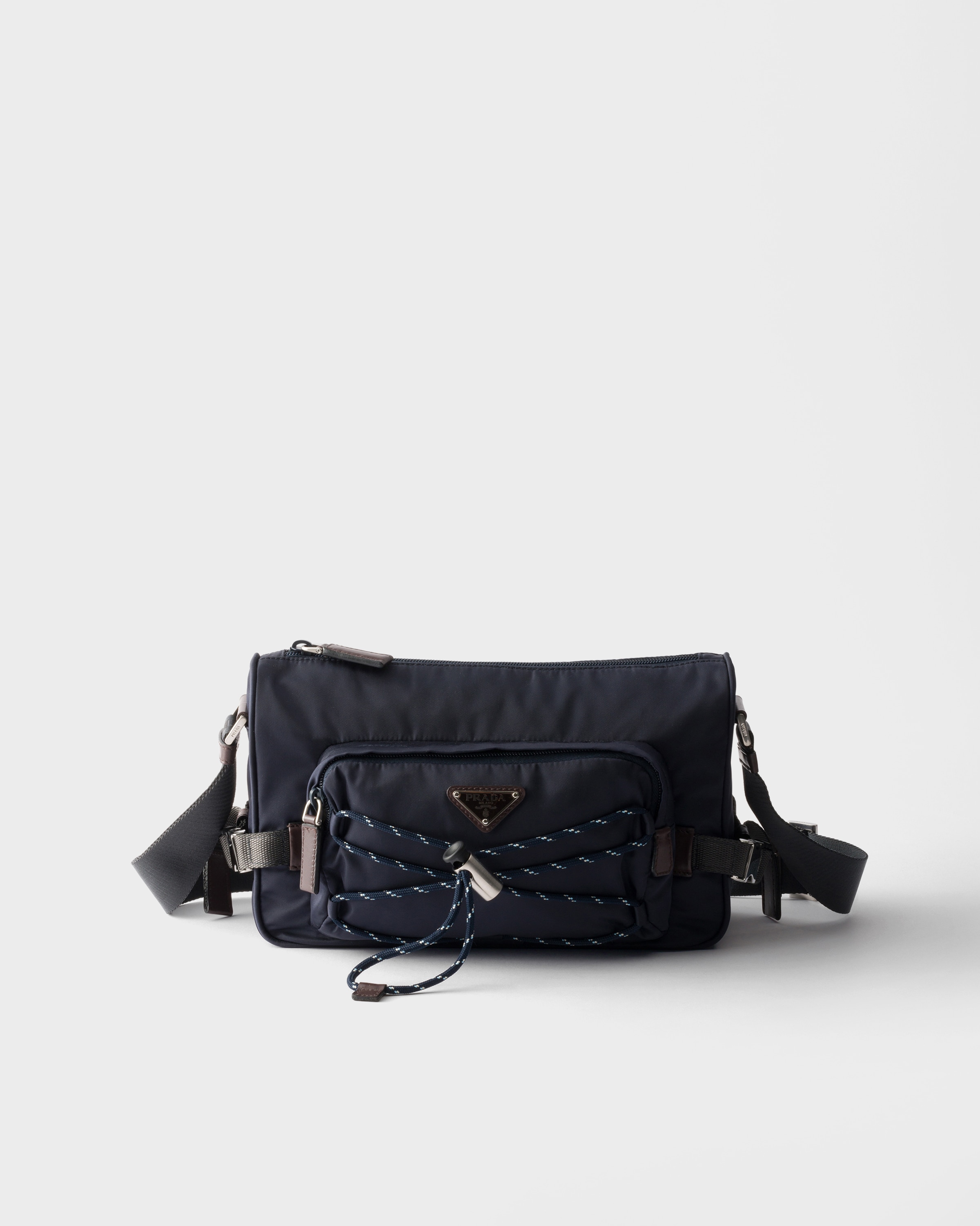 ネイビー プラダ スピードロック Re-nylon レザー ショルダーバッグ