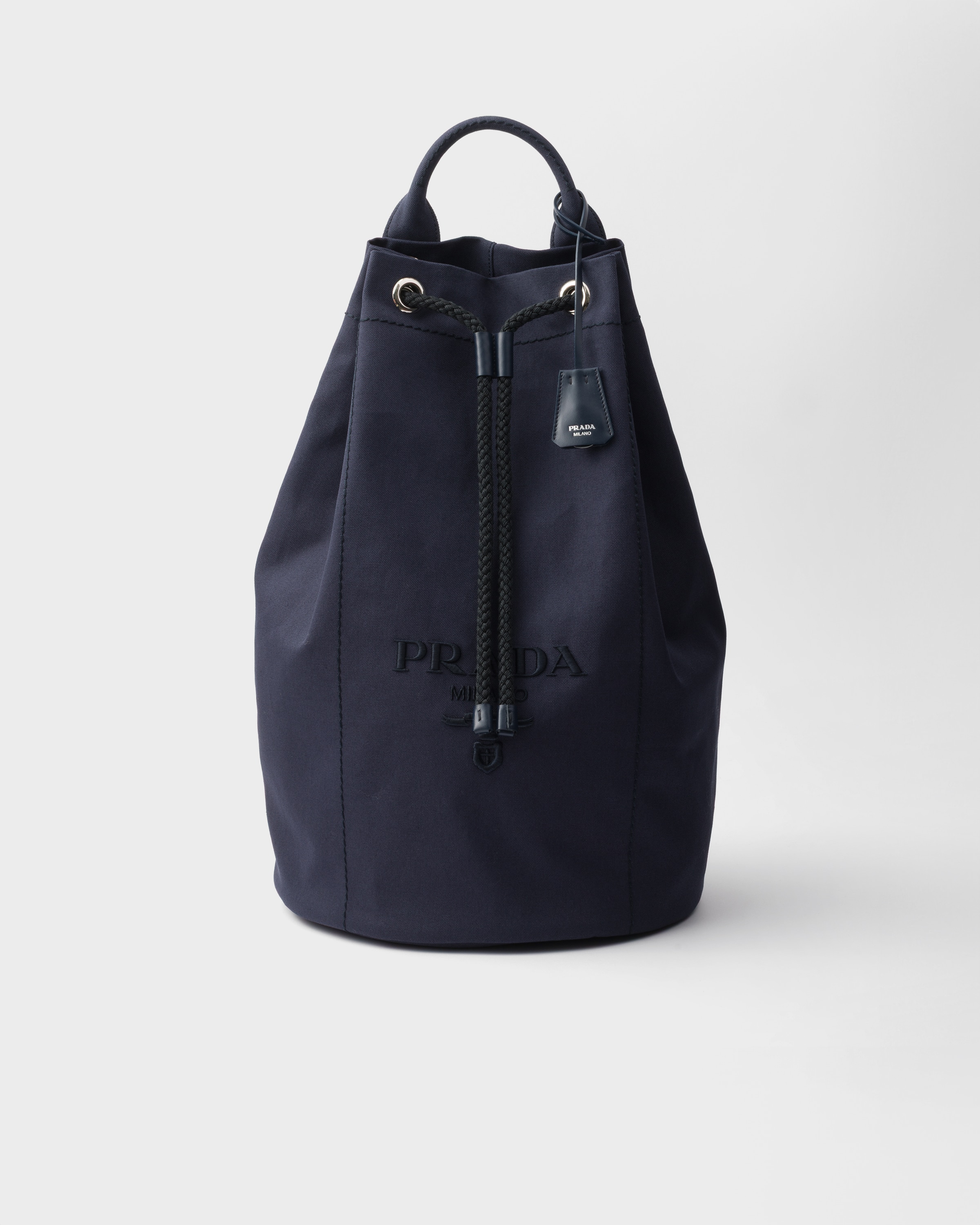 Baltic Blue Canvas Drawstring Duffle Bag | PRADA