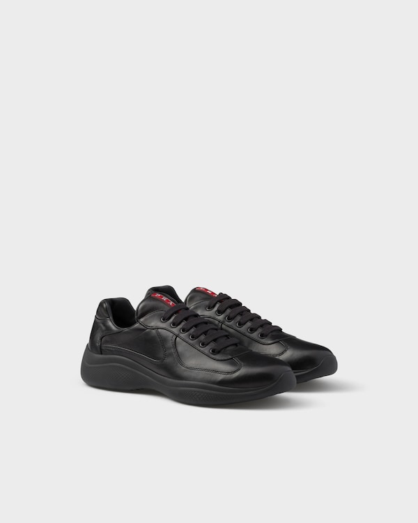 Black Prada America's Cup Nappa Leather Sneakers | PRADA