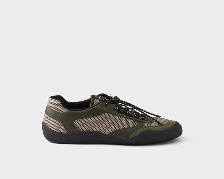 Black Collapse Re-nylon And Suede Elasticized Sneakers | PRADA