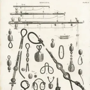 18th Century Sailing Ship Rigging Print. Art Prints, Posters