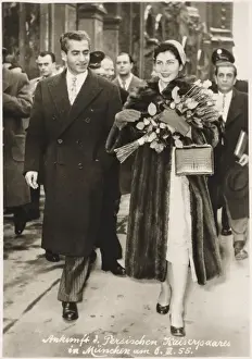 Shah of Persia and Princess Soraya Print: Munich Visit 1954. Art