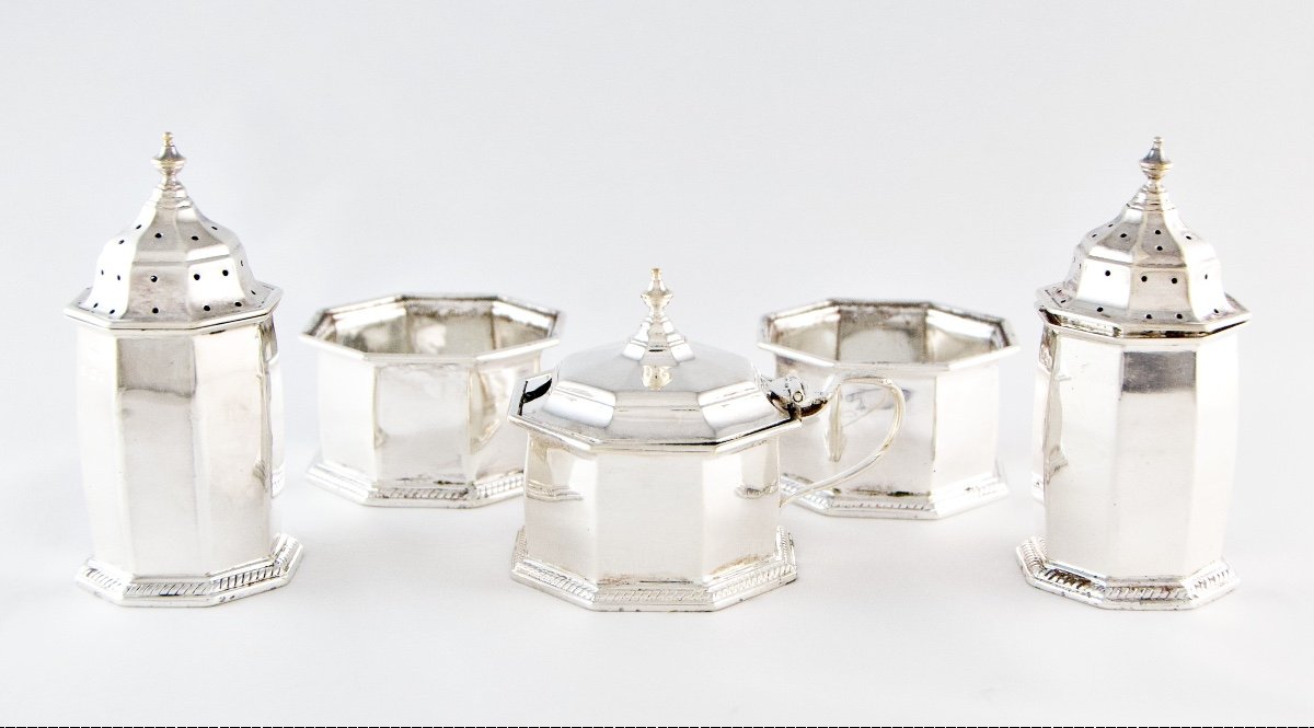 Proantic: Mappin & Webb - George V Period Solid Silver Spice And Condi
