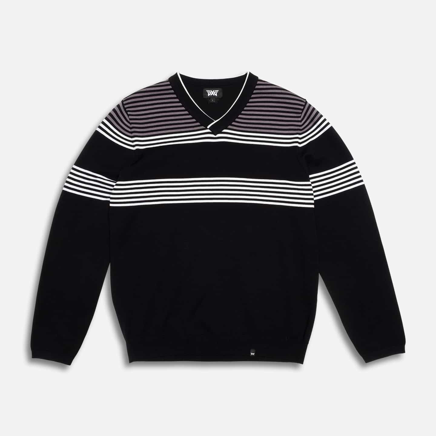 Men's Multi-Striped V-Neck Sweater | PXG