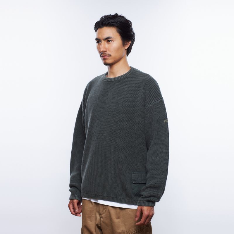 Liberaiders GARMENT DYED COTTON KNIT CREWNECK (OLIVE) 754022303