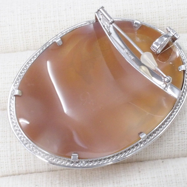 堺市北区なかもずのお客様より】K14WG 14金 カメオ デザイン ブローチ