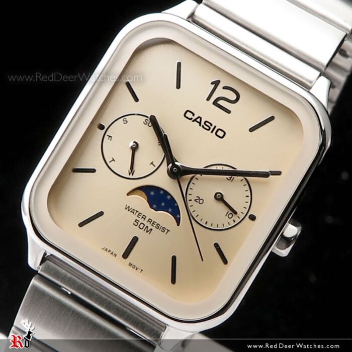 Casio Quartz Moonphase Stainless Steel Watch MTP-M305D-9A, MTPM305D