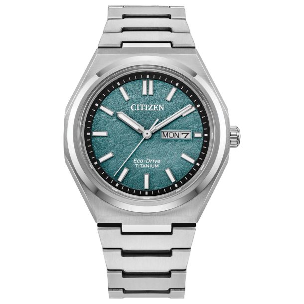 ミント Men's Citizen Eco-Drive Zenshin Three-Hand Green Dial Super