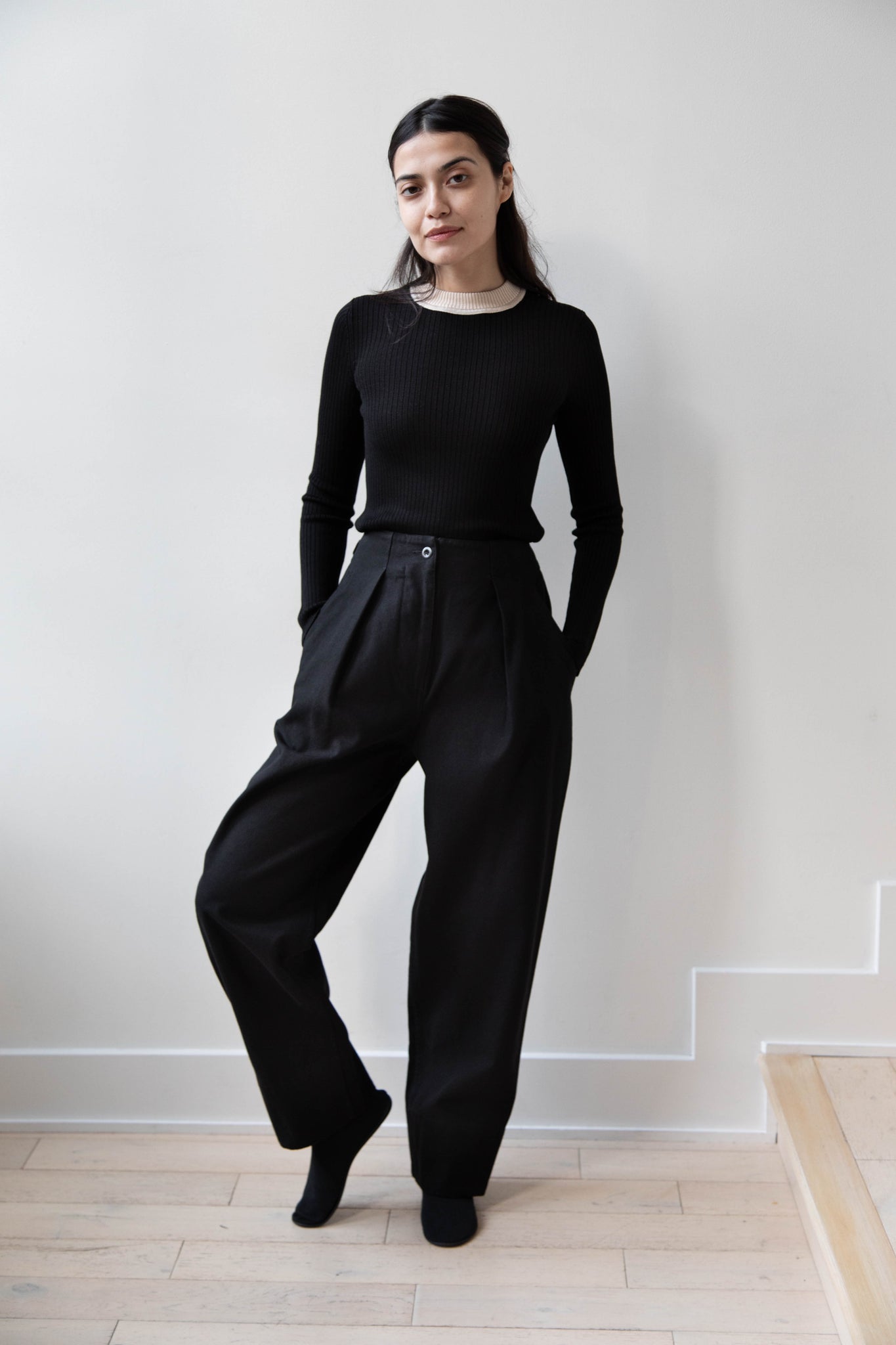 rennes — MHL | Cinch Back Trouser in Off Black