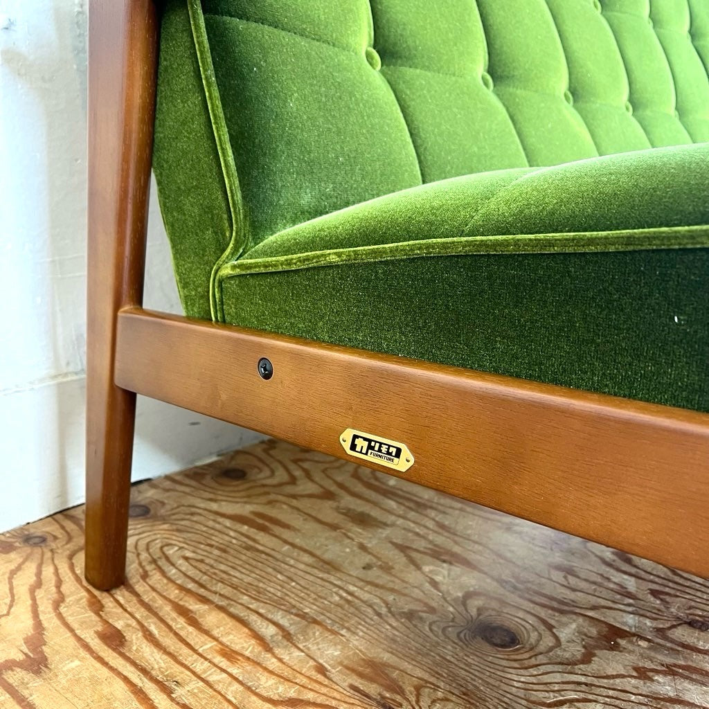 カリモク60 ロビーチェア 2シーター モケットグリーン 2P ソファ 緑