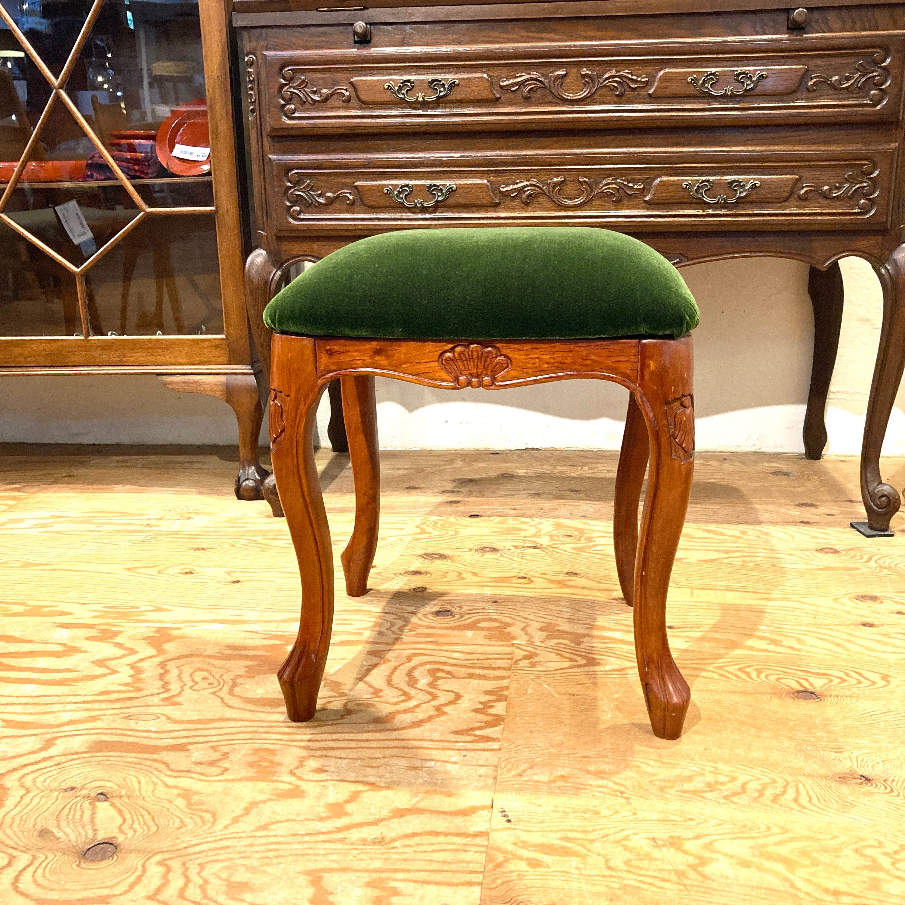 スツール 猫脚 ピアノ椅子 グリーン ヴィンテージ 中古 椅子 チェア