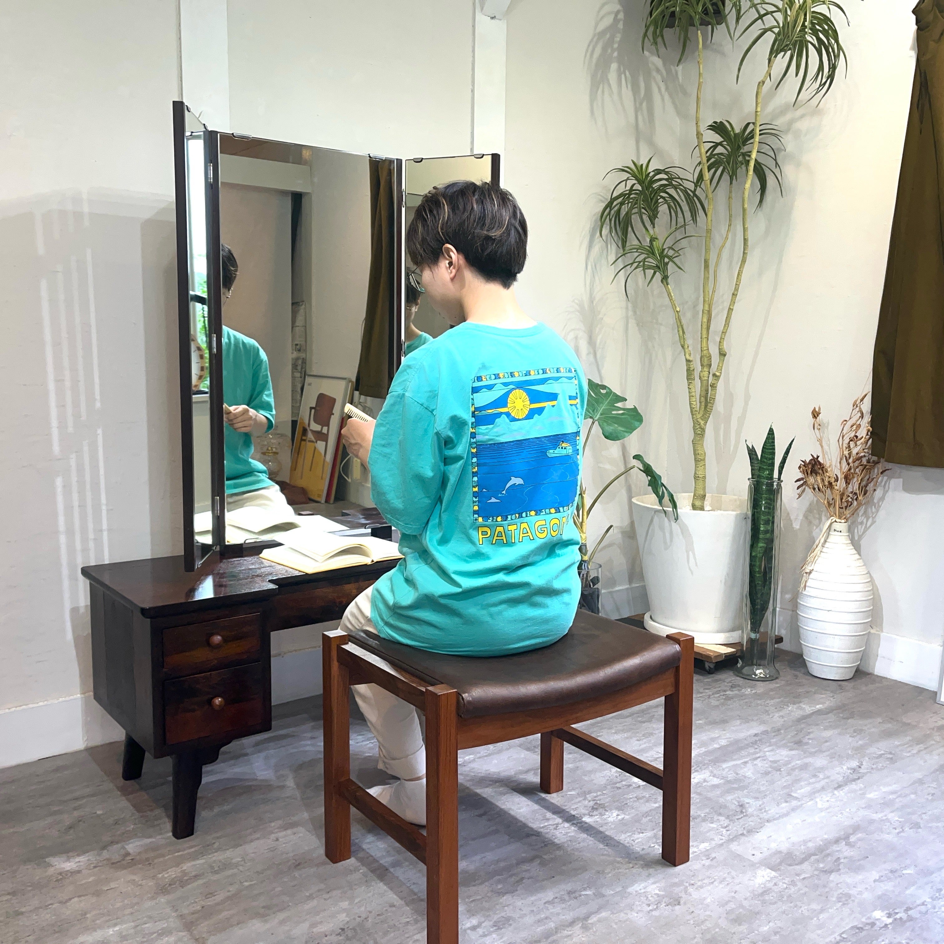 松本民芸家具 角型三面鏡 ミラー 中古 本棚 古民家 和風 松民 高級家具