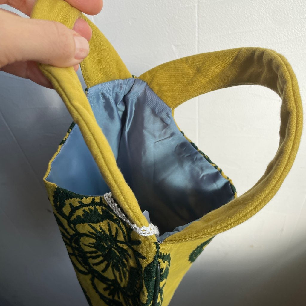 中古】ミナペルホネン / mina perhonen hope エッグバッグ 黄色 花柄