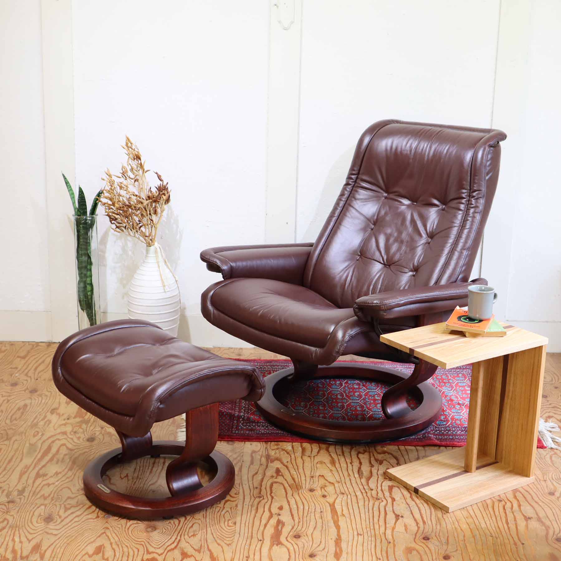 エコーネス レザーリクライニングチェア オットマン セット EKORNES