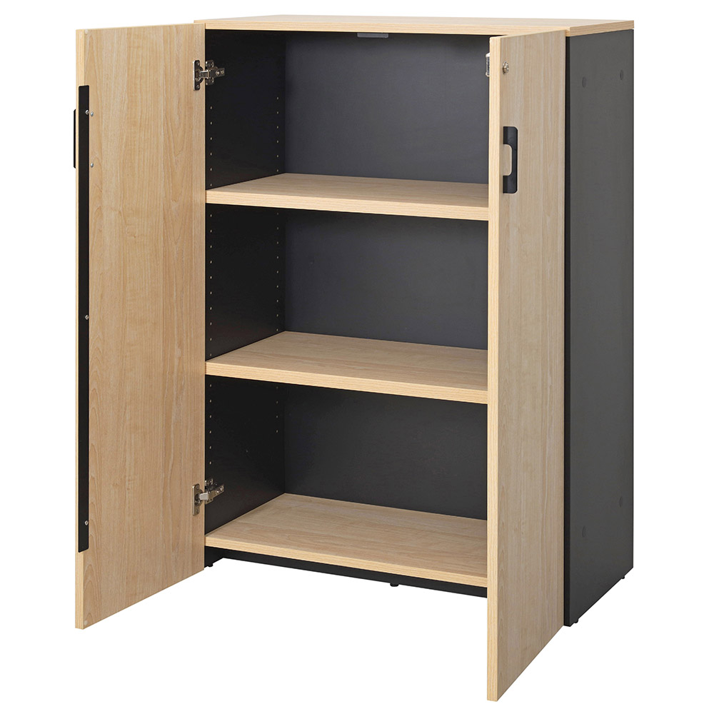 プラン木製シェルフ W800×H1141 ナチュラル×ブラック 扉付き RFPS