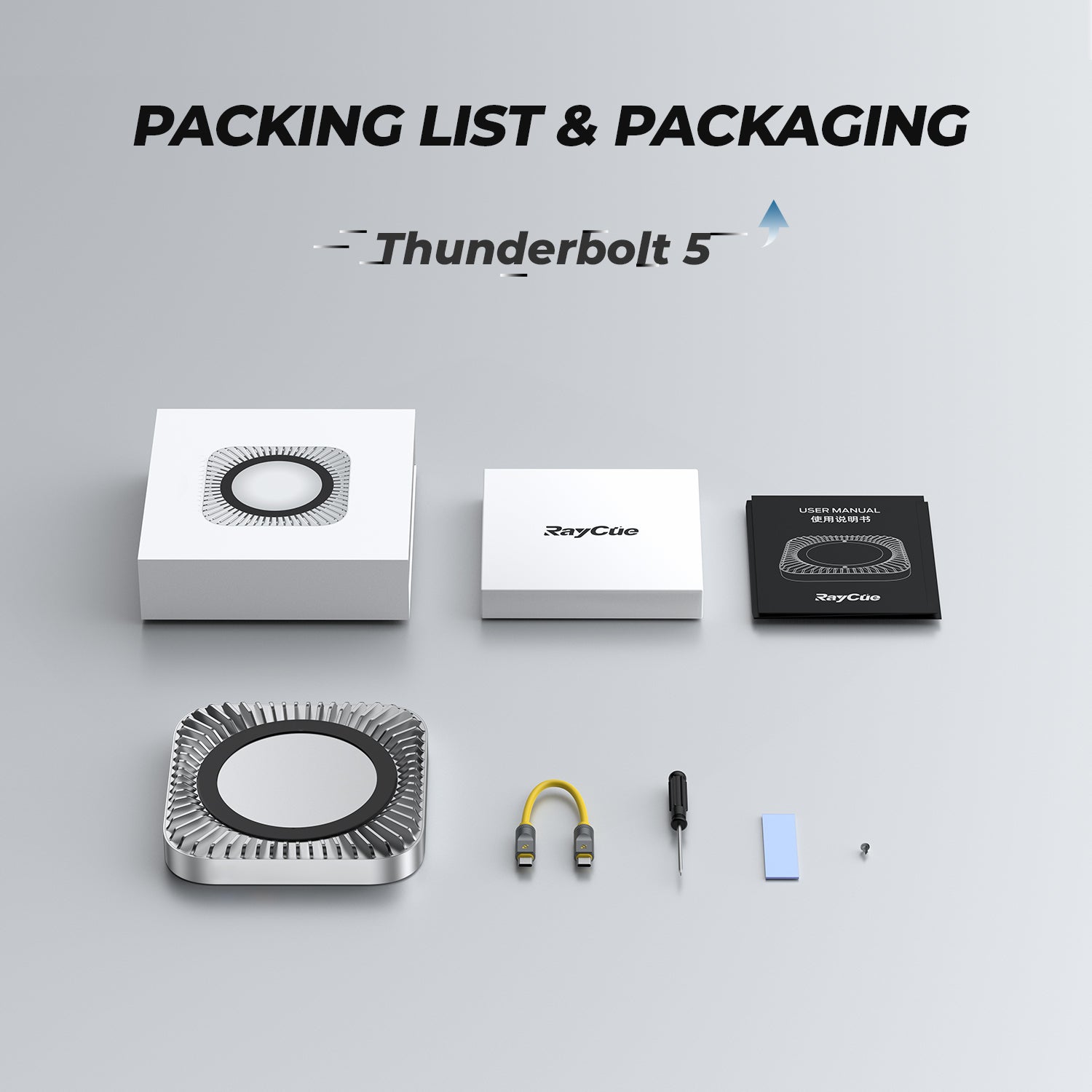 RayCue New M4/2024 Mac Mini Hub & Stand with NVMe/ M.2 SATA SSD Enclos