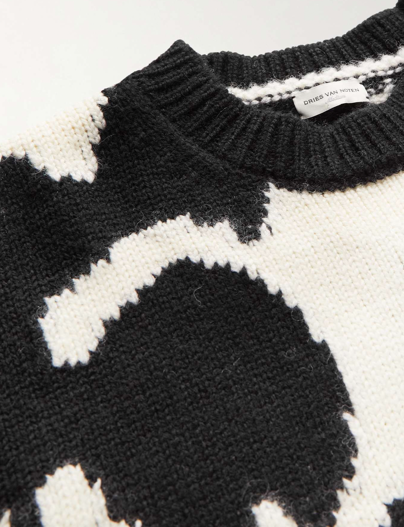 Dries Van Noten | Black Floral Intarsia-Knit Wool Sweater | RADPRESENT