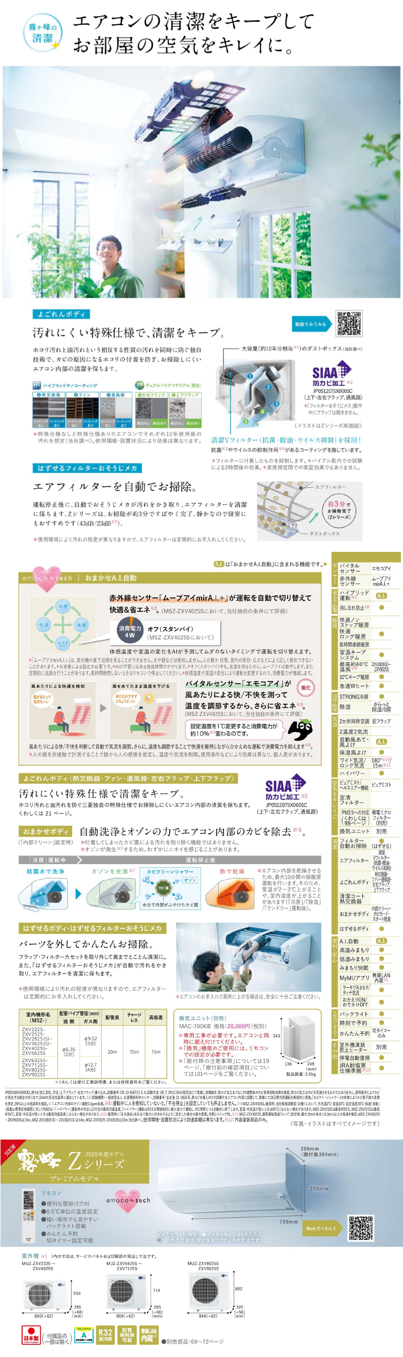 三菱電機 2025年度モデルルームエアコン MSZ-ZXV7125S 23畳程度 室内