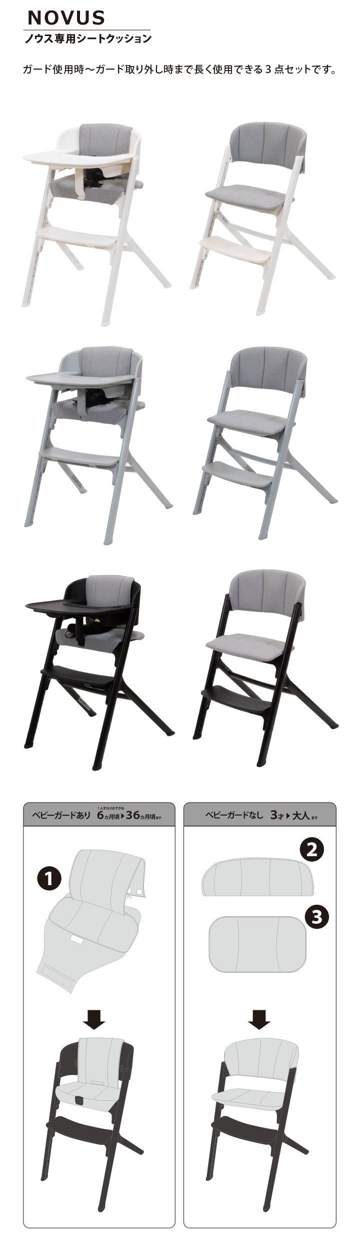 楽天市場】NOVUS ノウス専用シートクッション ノウスベビーハイチェア