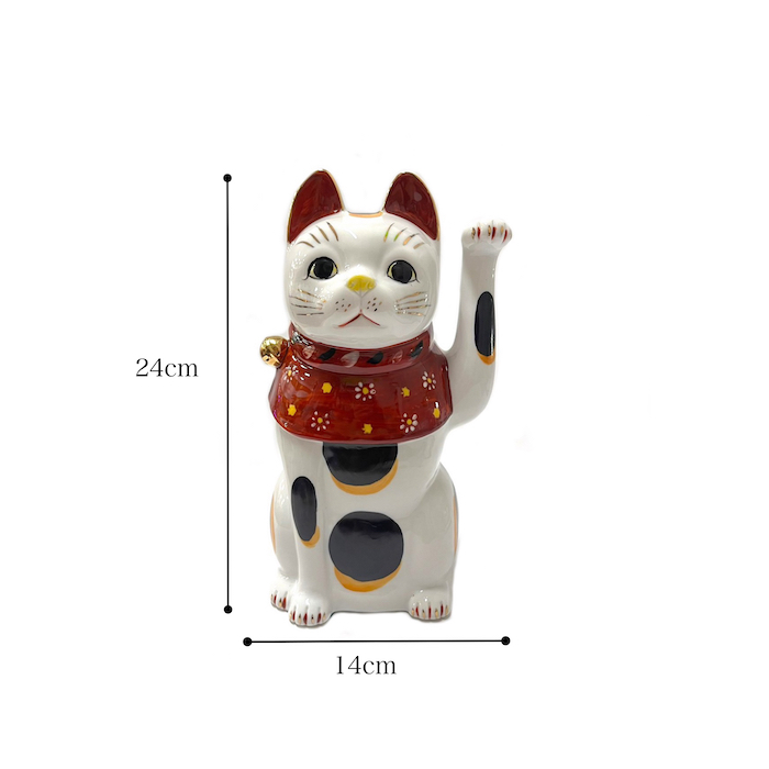 楽天市場】瀬戸焼 赤絵ブチ猫 中 左 赤 87323-579 招き猫 陶器