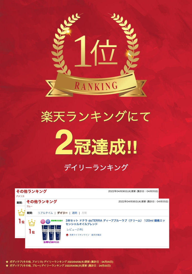 楽天市場】3本セット ドテラ doTERRA ディープブルーラブ（クリーム