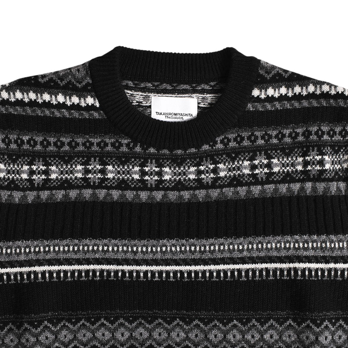TAKAHIRO MIYASHITA TheSoloIst】fair isle crew neck sweater./BLACK