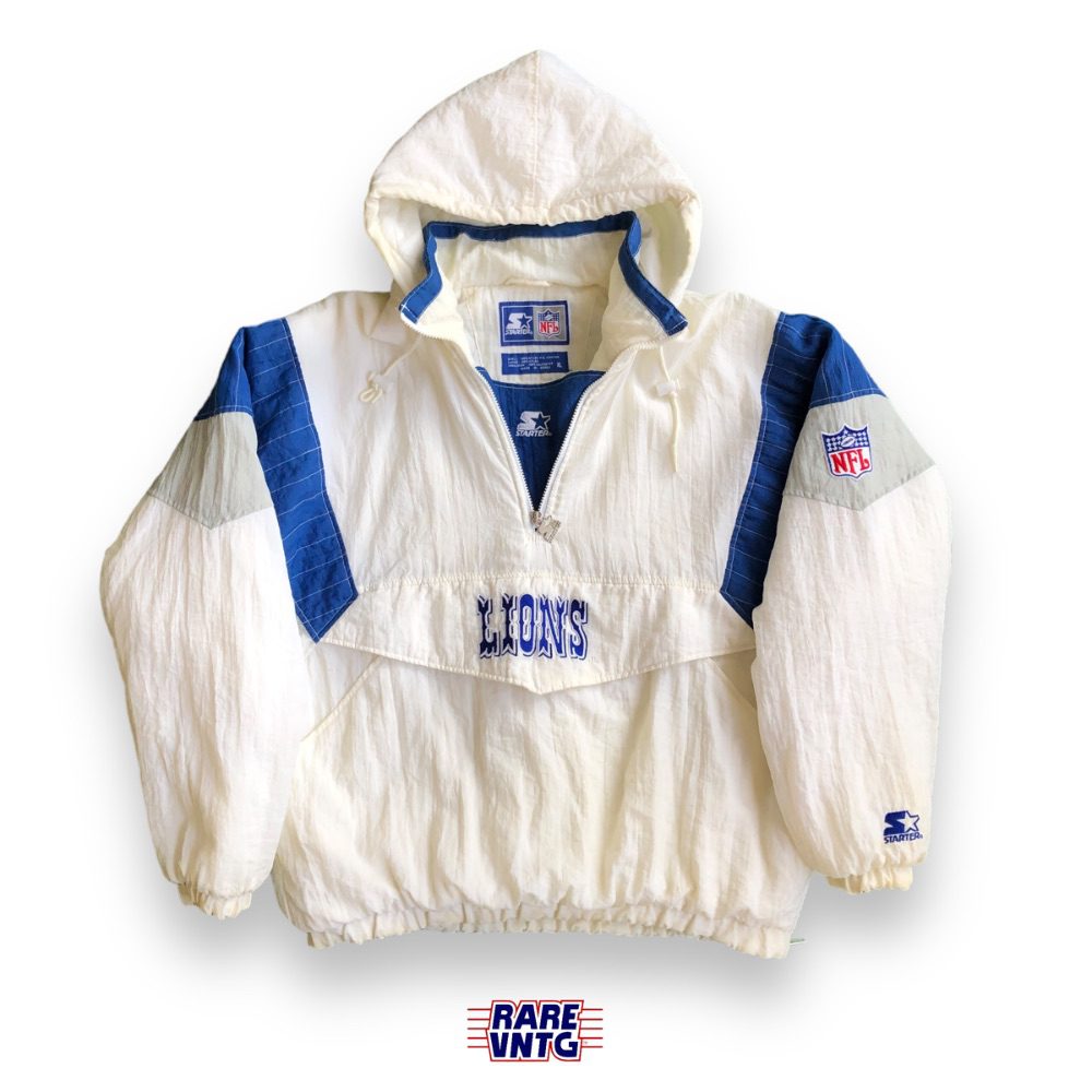 90's Detroit Lions Starter White NFL Pullover Jacket Size XL