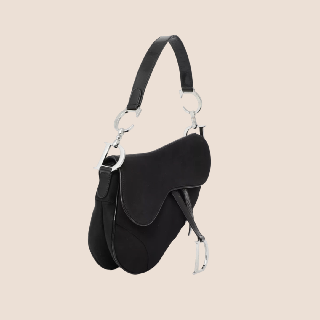 CHRISTIAN DIOR BLACK NYLON SADDLE BAG – RDB
