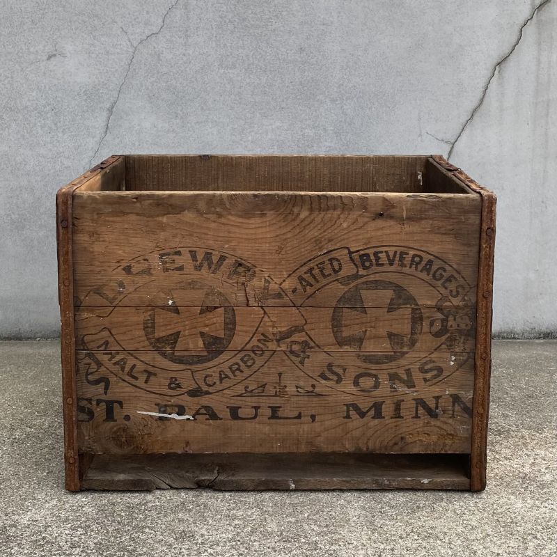 VINTAGE ANTIQUE WOOD CRATE WOODEN BOX DREWRY&SONS ヴィンテージ