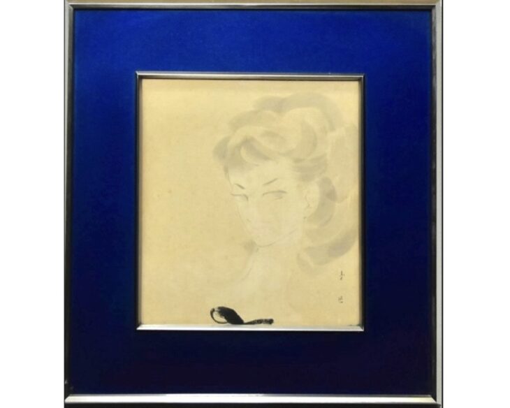 東郷青児『色紙 美人画』 ｜骨董品買取 緑和堂