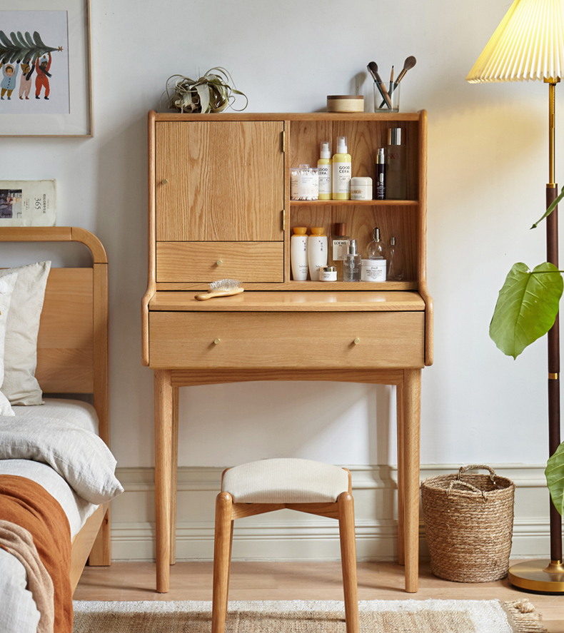 幅64テーブル 天然木 ドレッサー 鏡台 無垢材