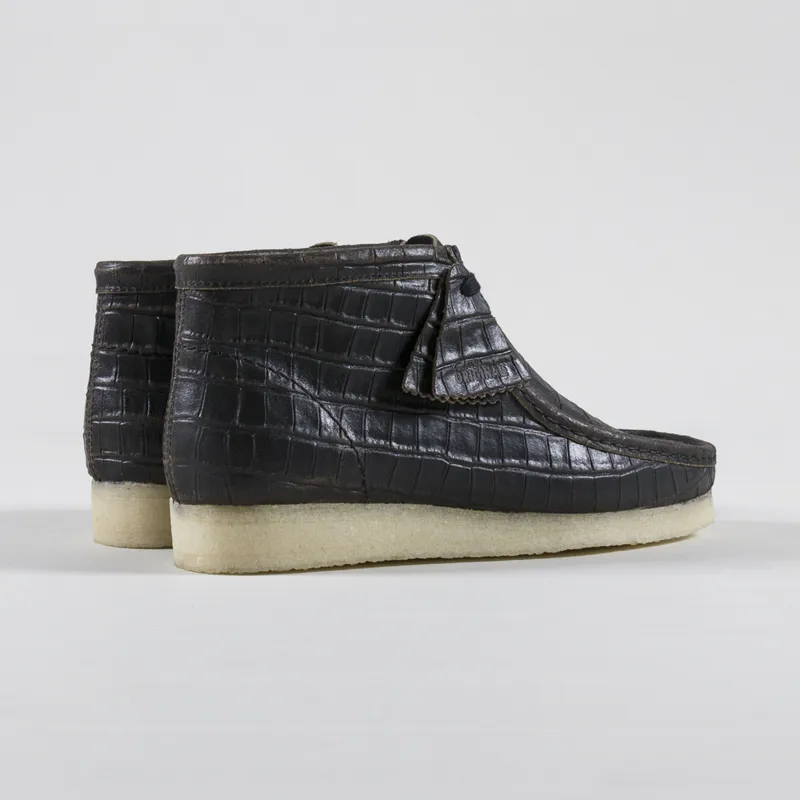 Clarks Originals Mens Wallabee Boot Black Croc Distress