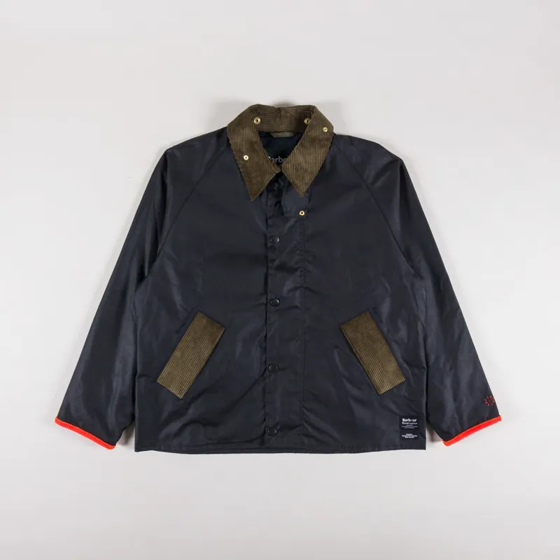 Barbour x Flower Mountain Oversized Transport Waxed Jacket Navy