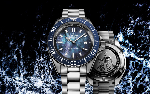 1000m防水でブラックMOP文字盤の特別モデル、エドックスの日本限定