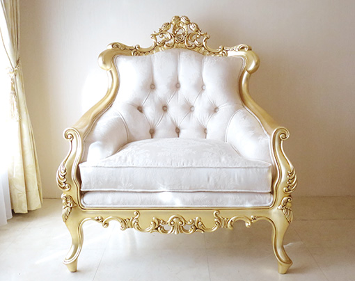 ロココ調ソファ ヴィクトリアンスタイル 1シーター 金箔塗装