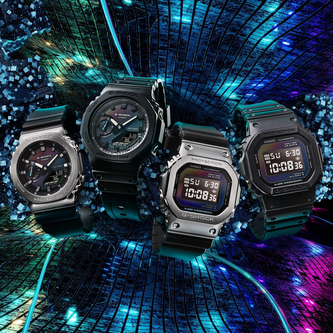G-Shock GM2100 Rainbow Brick Wall Ana-Digi Black Silver | Watches.com
