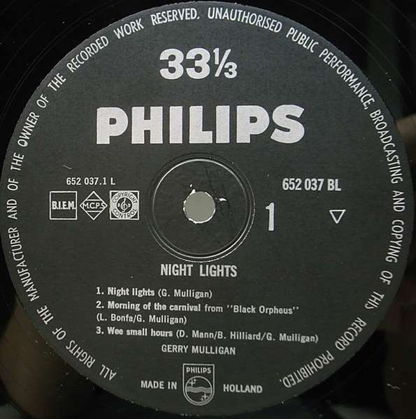 GERRY MULLIGAN / Night Lights (LP) / Philips | WAXPEND RECORDS