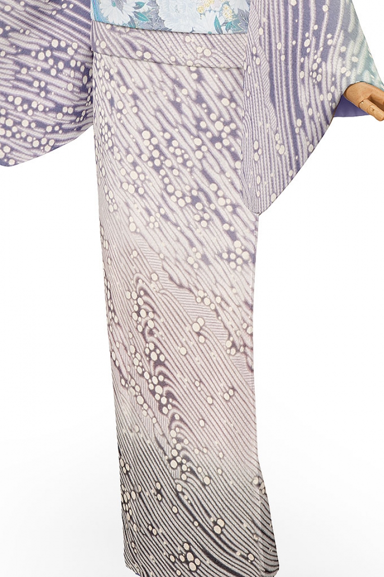 訪問着レンタル 訪問着Lサイズ 十日町友禅 絞り：滝泰 流線 藤紫｜着物