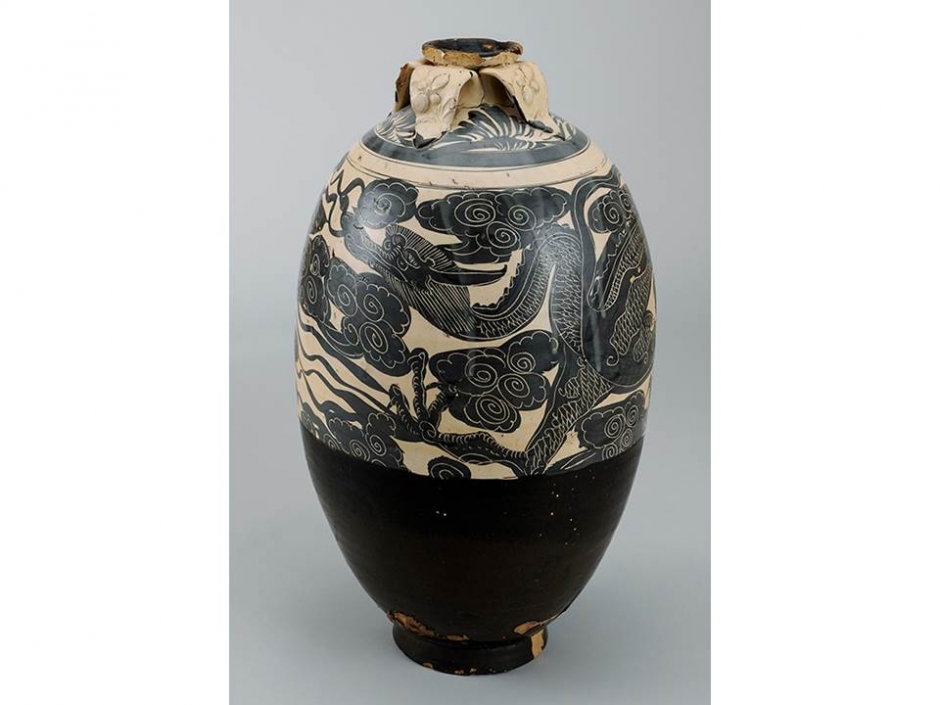 海】中国美術 龍鳳陶大皿 在銘 骨董品 時代品 美術品 海】中国美術