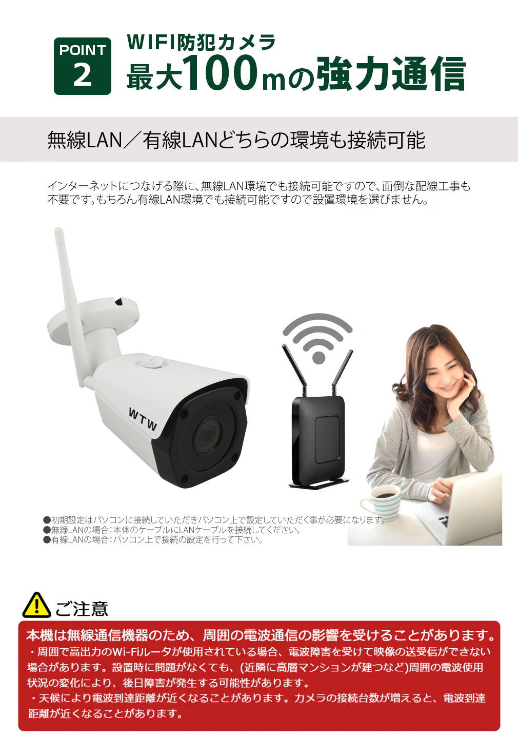 販売終了】防犯カメラ WIFI 屋外 548万画素 【WTW 塚本無線】
