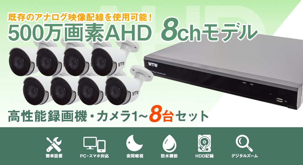 激安防犯カメラとDVR・レコーダーのフルセット。一般家庭や駐車場監視