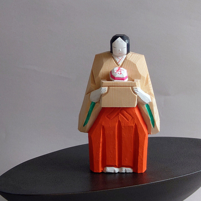 ゆ*こ様 奈良一刀彫「月こよみ 」巫女さんと12か月の捧げ物 浦弘園・作