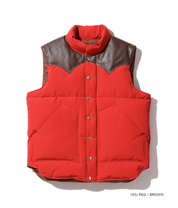 Lot No. SC15222 / LEATHER YOKE T/C DOWN VEST - SUGAR CANE