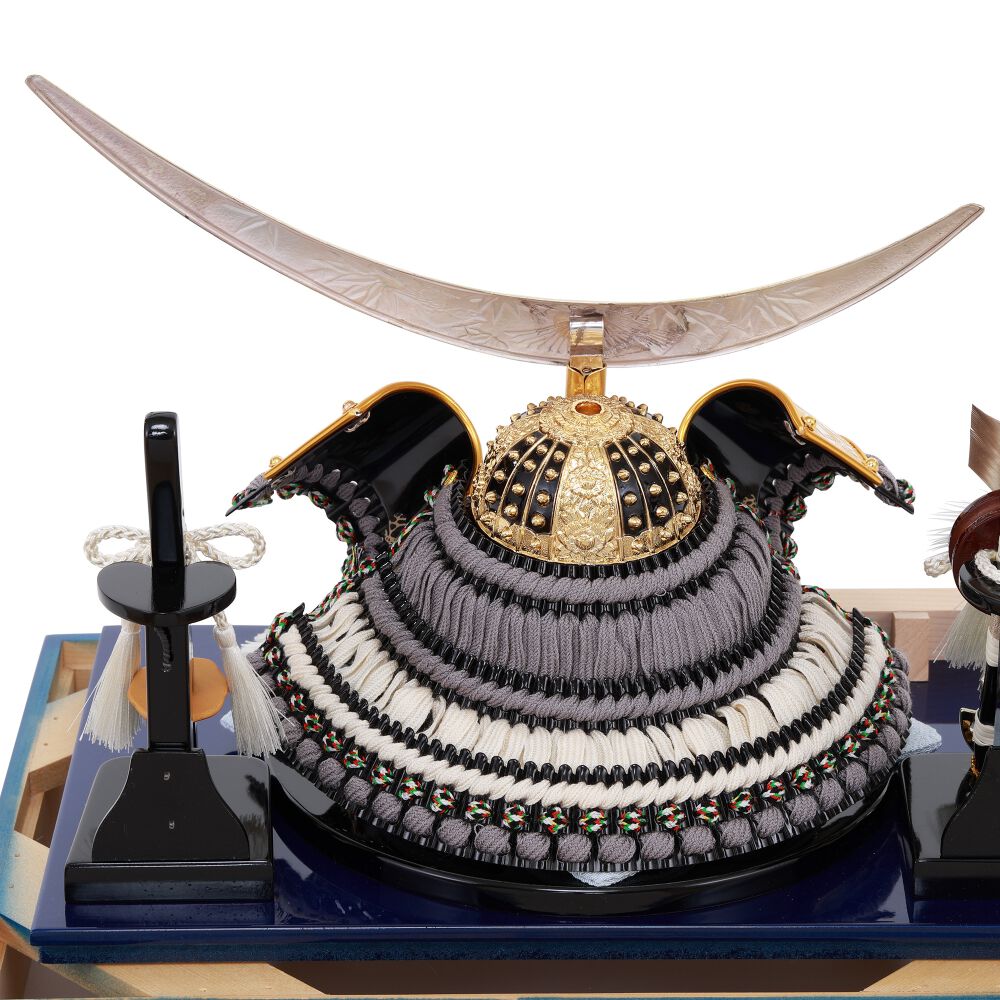 五月人形】兜飾り ケース飾り 伊達政宗公 青 コンパクト おしゃれ