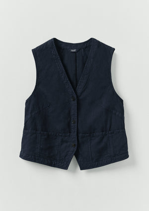 Cotton Linen Canvas Waistcoat Top | Anthracite | TOAST