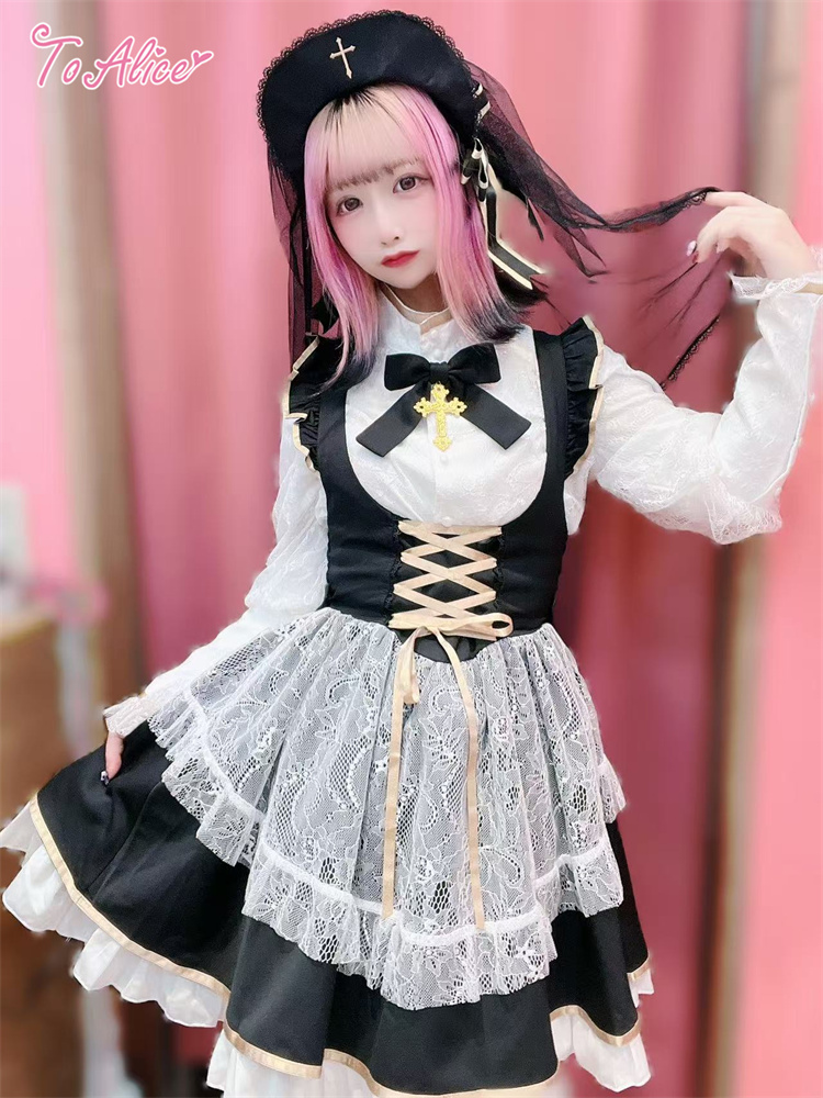 BlackShamrock】F42総レースクロスリボンブラウス 【特価:2800円