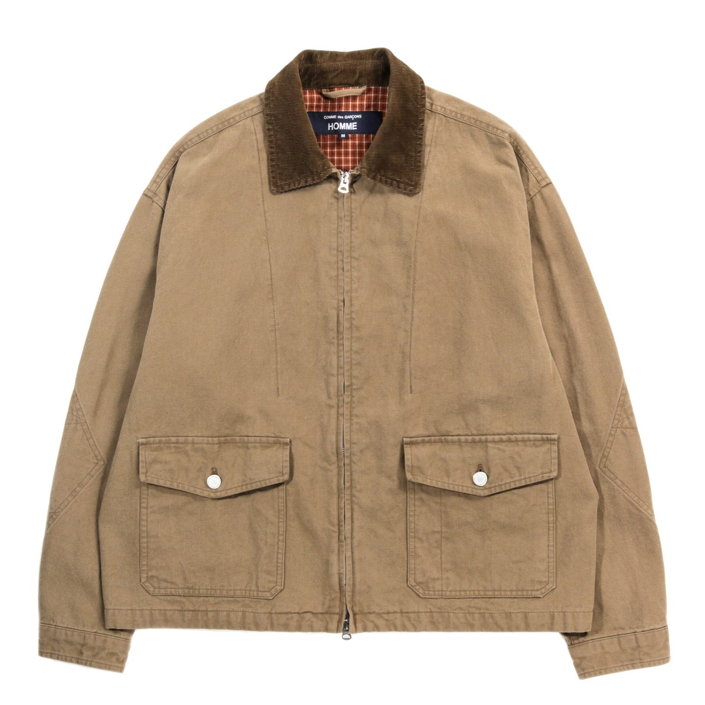 COMME DES GARCONS HOMME J016 WASHED CANVAS WORK JACKET BEIGE