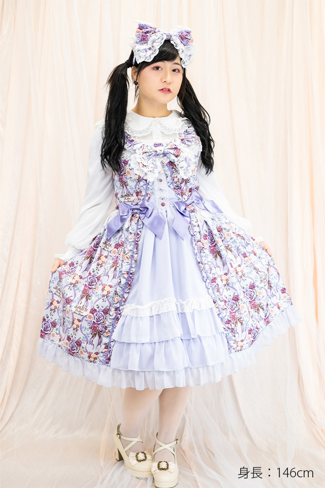 Pearl Bouquet柄ジャンパースカート＋リボンカチューシャセット｜東京