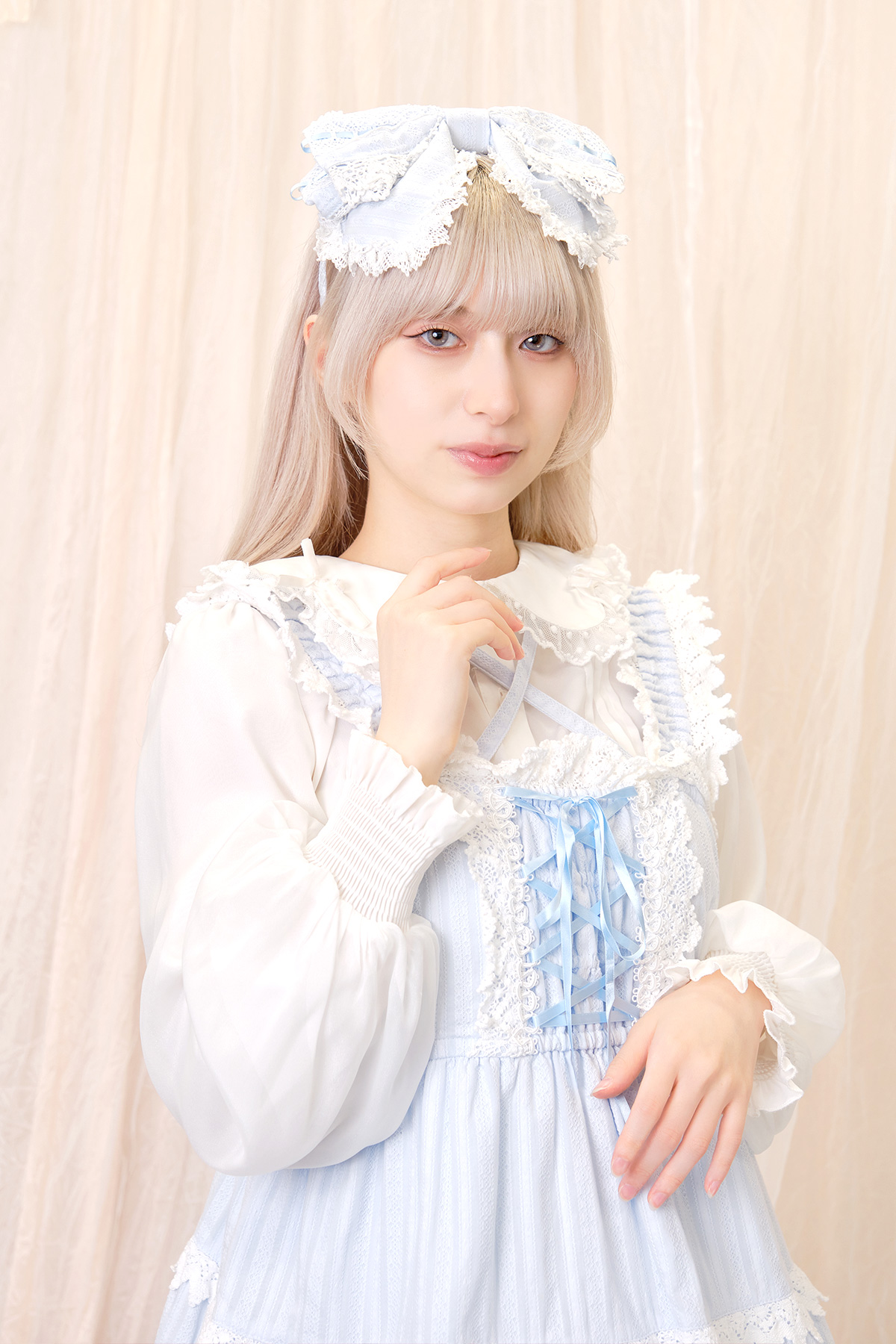 からみ3段ティアードジャンパースカートセット サックス｜東京ロリィタ