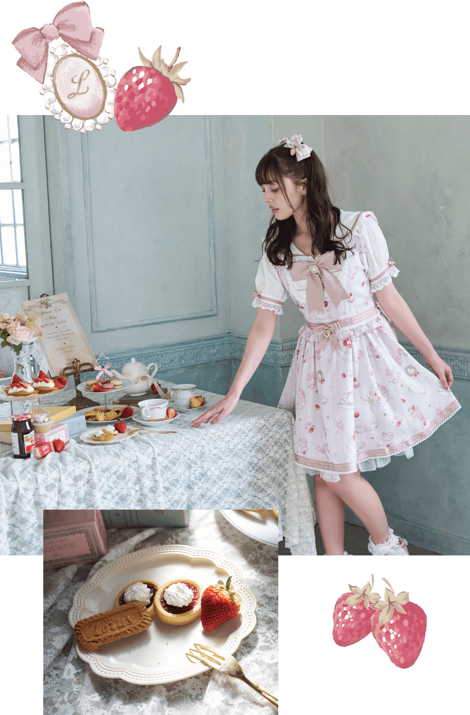 LIZLISA リズリサ Salon de Fraise柄ワンピース ピンク 【公式通販】